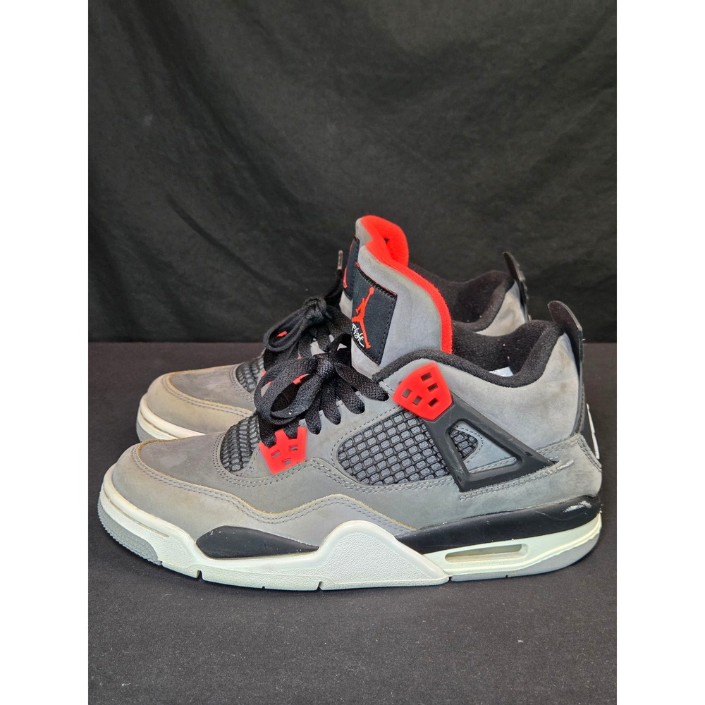 Air Jordan 4 Retro Infrared Grey Black Red Kids Nike Sneakers Size 5.5Y - Picture 4 of 9